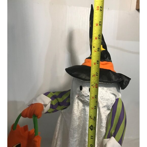 Light-Up Halloween Ghost Witch Hat With Pumpkin Bag 22" tall - Picture 7 of 13
